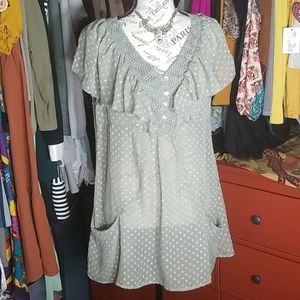 Daniel Rainn dusty green  ruffled Top